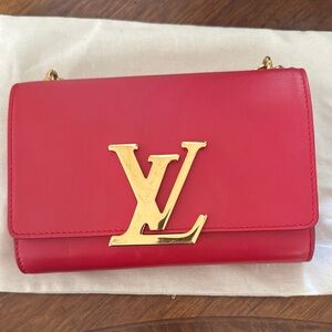 Louis Vuitton Red Clutch with Gold Logo